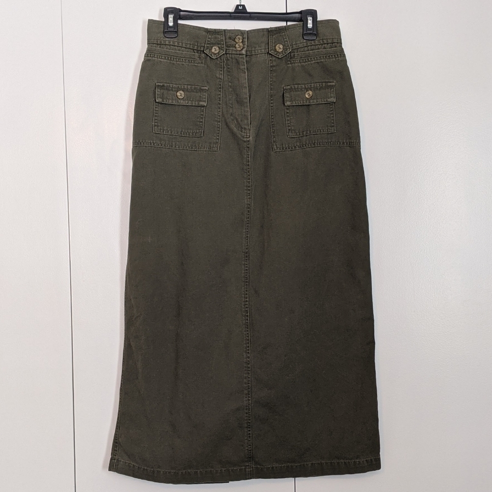 Green denim skirt